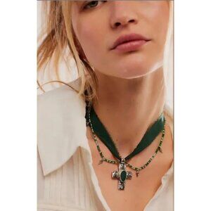 Free People Green Cross Lola Choker NWT